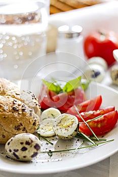 Quail eggs on a plate