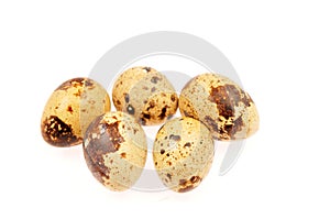 Quail eggs on a white background