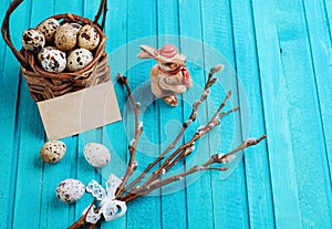 Quail eggs and willow branch