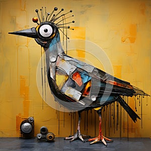 Quail: A Surrealistic 3d Abstract Sculpture Inspired By Basquiat And Picasso