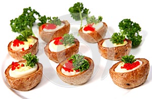Quails' egg canapes
