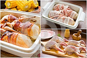 Quails wrapped in bacon - preparation and cooking