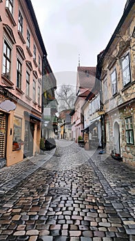 A quaint European street adorned with vibrant facades and cobblestone paths, whispering tales of history and culture..