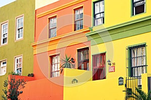 Quaint multicoloured urban rowhouses