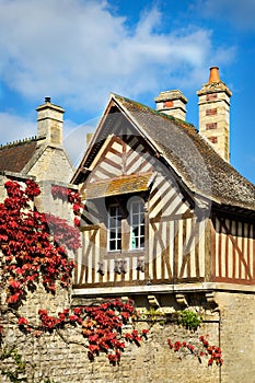 Quaint Old Half-Timbered House in Normandy, France