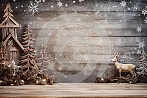 Quaint Rustic christmas background. Generate Ai