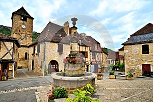 Quaint square in the village of Autoire, France