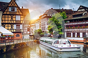 Quaint timbered houses of Petite France in Strasbourg, France. F