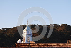 Church Steeple against the hillside - San Sebastian del Oeste, Mexico photo