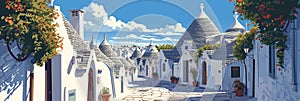 Quaint Trulli Houses in Alberobello: A Charming Illustration for Cultural, Travel, and Architectural Use