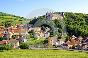 Quaint village with castle, Burgundy, France