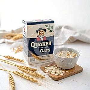 Quaker oats isolated on white background