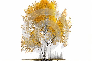 Quaking Aspen Tree On A White Background. Generative AI photo