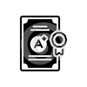 Black solid icon for Qualified, eligible and document