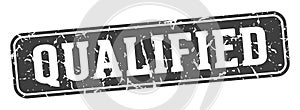qualified rectangular sign. qualified stamp photo