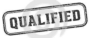 qualified stamp. qualified rectangular stamp on white background