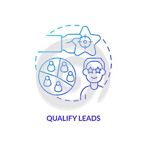 Qualify leads blue gradient concept icon