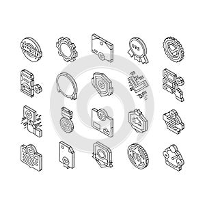 Quality Approve Mark And Medal isometric icons set vector