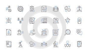 Quality assurance line icons collection. Standards, Verification, Consistency, Compliance, Precision, Reliability