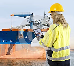Quality assurance manager inspecting a dredging vessel