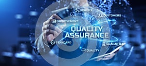 Quality Assurance. Standardisation Certification Warranty ISO technology concept