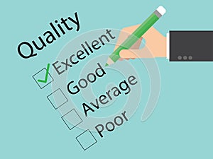 Quality audit close up with excellent checklist