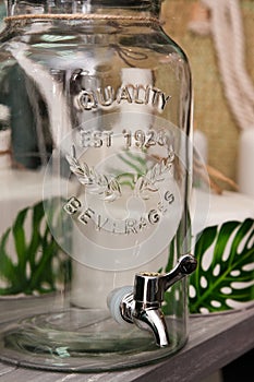 Quality beverages retro rustic jar with tap