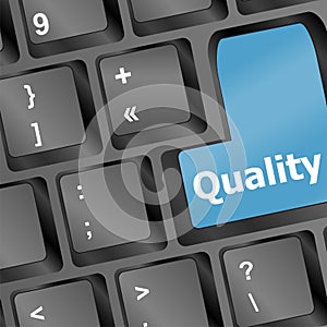 Quality button on computer keyboard - business