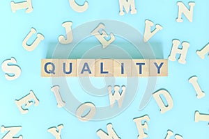 Quality concept in business, company and organization. Word typography