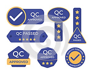 Quality Control Labels Set in Flat Design Style for Sticker Tag