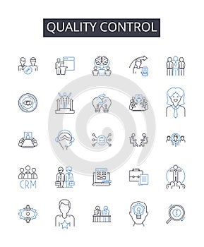 Quality control line icons collection. Risk management, Project planning, Employee training, Sales strategy, Product