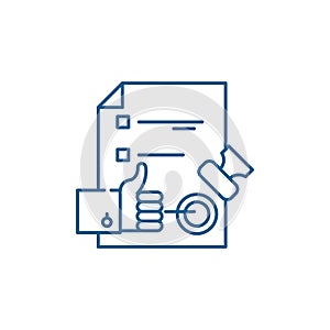 Quality control system line icon concept. Quality control system flat  vector symbol, sign, outline illustration.