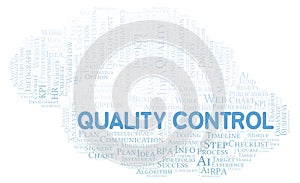Quality Control typography word cloud create with the text only.