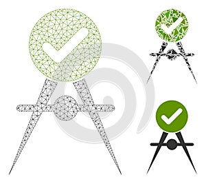 Quality Control Vector Mesh Carcass Model and Triangle Mosaic Icon