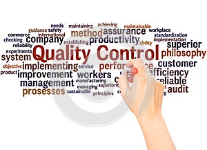 Quality Control word cloud hand writing concept