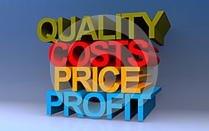 quality costs price profit on blue