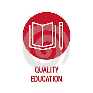 Quality education color icon. Corporate social responsibility. Sustainable Development Goals. SDG sign. Pictogram for ad, web,
