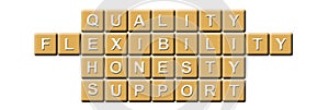 Quality,Flexibility,Honesty and Support