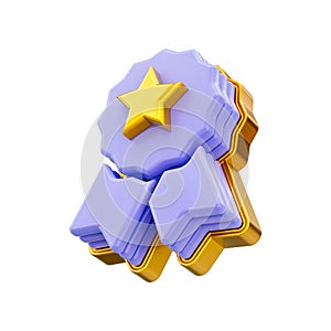 Quality guarantee badge award star icon 3d render concept