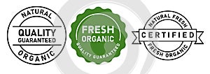 Quality guaranteed certified fresh organic badge stamp label sticker design