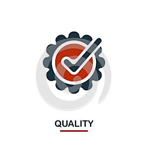 Quality icon in two colors. Creative black and red design from e-commerce icons collection. Pixel perfect simple quality icon for