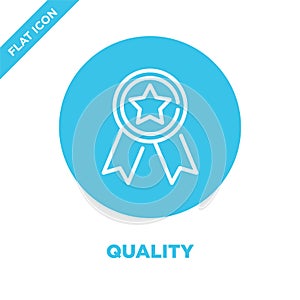 quality icon vector. Thin line quality outline icon vector illustration.quality symbol for use on web and mobile apps, logo, print