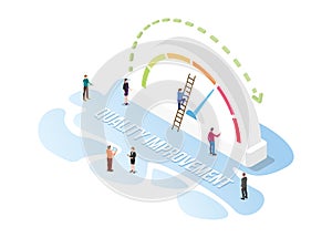 Quality improvement increase concept with modern isometric or 3d style