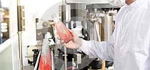 quality inspector food or beverages technician inspection about quality control food or beverages before send product to the