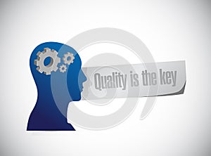 quality is the key people head sign concept