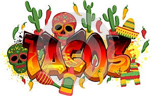 Quality Mexican Food Themed Vector Graphic Design - Tacos photo