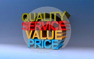 quality service value price on blue