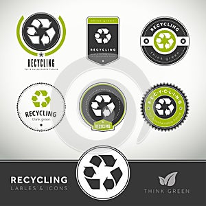 Quality set of recycling labels and badges