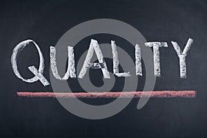 Quality Word on Chalkboard