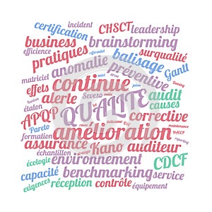 Quality word cloud vector illustration in French language